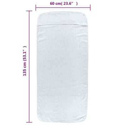 vidaXL Prosoape de plajă, 2 buc., alb, 60x135 cm, textil 400 GSM