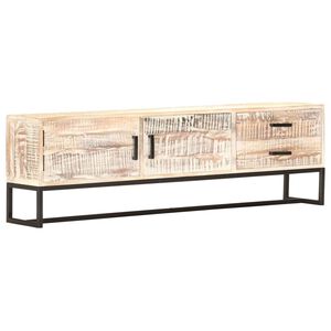 vidaXL Comodă TV, 140 x 30 x 45 cm, alb, lemn masiv de acacia