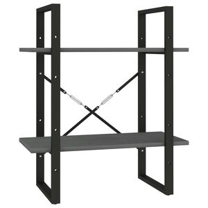 vidaXL Bibliotecă cu 2 rafturi, gri, 60x30x70 cm, lemn masiv de pin