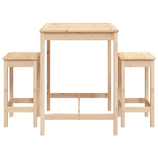 vidaXL Set mobilier de bar, 3 piese, lemn masiv de pin