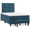 vidaXL Pat box spring cu saltea, albastru &icirc;nchis, 120x190 cm, catifea