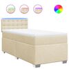 vidaXL Pat box spring cu saltea, crem, 100x200 cm, textil