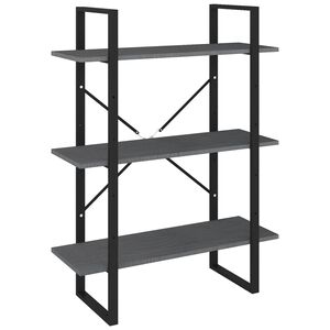 vidaXL Bibliotecă cu 3 rafturi, gri, 80x30x105 cm, lemn masiv de pin