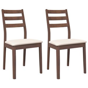 vidaXL Scaune sufragerie cu perne 2 buc. cauciuc din lemn masiv maro