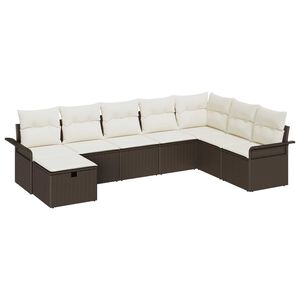 vidaXL Set de canapele pentru grădină cu pernă 8 pcs Maro Rattan poli