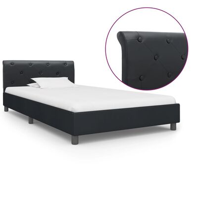 vidaXL Cadru de pat, negru, 100 x 200 cm, piele ecologică