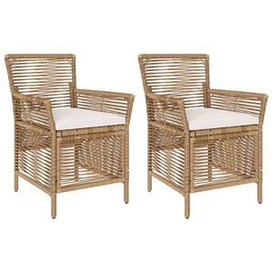 vidaXL Scaun pentru exterior cu pernă 2 pcs Bej și crem poliratan
