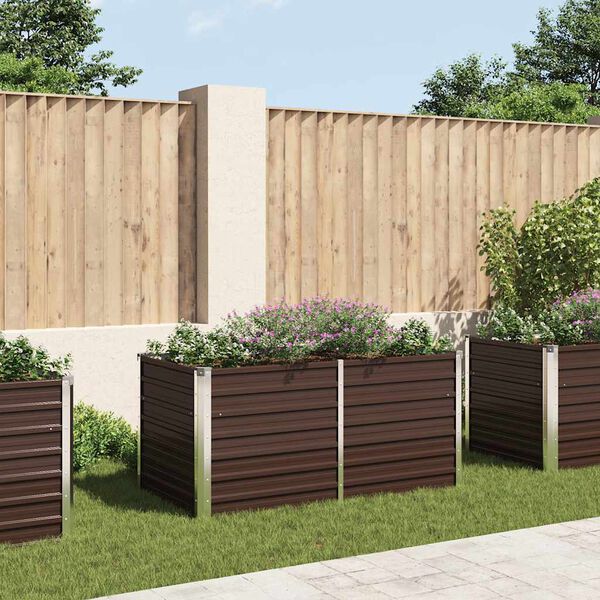 vidaXL Strat &icirc;nălțat de grădină, maro, 160x80x77 cm, oțel galvanizat