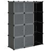 vidaXL Dulap modular cu 9 compartimente, 109x36,5x143 cm, negru și alb