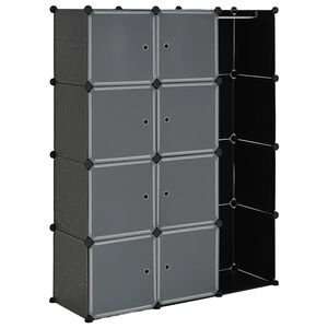 vidaXL Dulap modular cu 9 compartimente, 109x36,5x143 cm, negru și alb