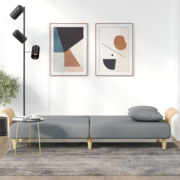 vidaXL Canapea extensibilă cu cotiere, gri deschis, textil