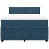 vidaXL Pat box spring cu saltea, albastru, 160x200 cm, catifea