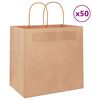 vidaXL Pungi de h&acirc;rtie 50 buc cu m&acirc;nere maro 26x17x25 cm