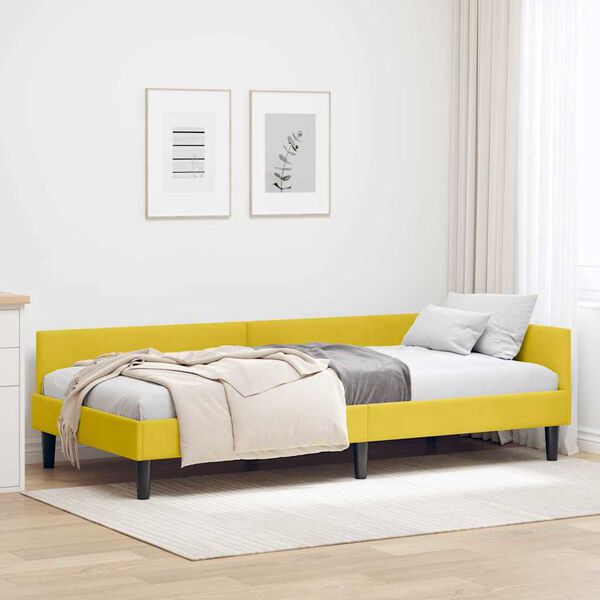 vidaXL Cadru de pat colțar cu headboard Galben 100 cm x 200 cm Catifea