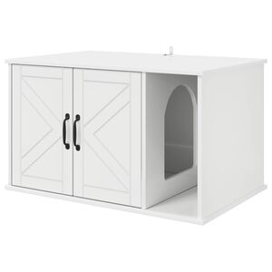 vidaXL Casa pentru pisici Alb Lucios 85 x 55 x 50 cm Lemn compozit