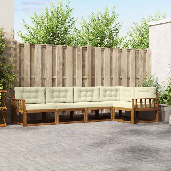 vidaXL Set de canapele de exterior cu pernă 5 pcs Natural și Crem