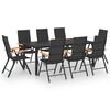 vidaXL Set mobilier de grădină, 9 piese, negru și maro