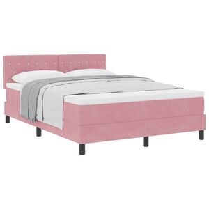 vidaXL Pat cu arcuri cu saltea cu headboard Roz 140 x 200 cm Catifea