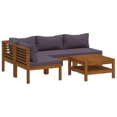 vidaXL Set mobilier de grădină cu perne, 5 piese, lemn masiv acacia