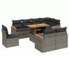 vidaXL Set canapele de grădină, 9 piese, cu perne, gri, poliratan