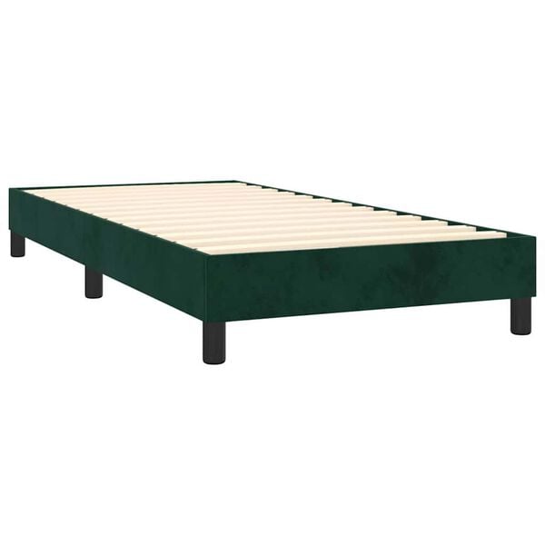 vidaXL Pat box spring cu saltea, verde &icirc;nchis, 80x200 cm, catifea