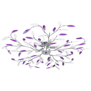 vidaXL Lustră cu brațe tip frunze cristal acrilic violet 5 becuri E14