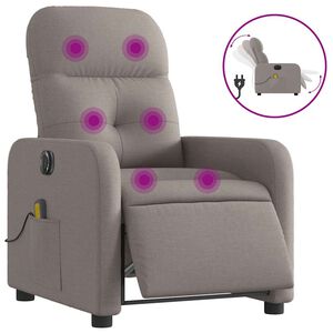 vidaXL Fotoliu electric de masaj rabatabil, gri taupe, textil