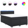 vidaXL Pat box spring cu saltea, negru, 160x200 cm, piele ecologică