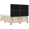 vidaXL Pat cu arcuri cu saltea cu headboard Crem 160 x 200 cm țesătură