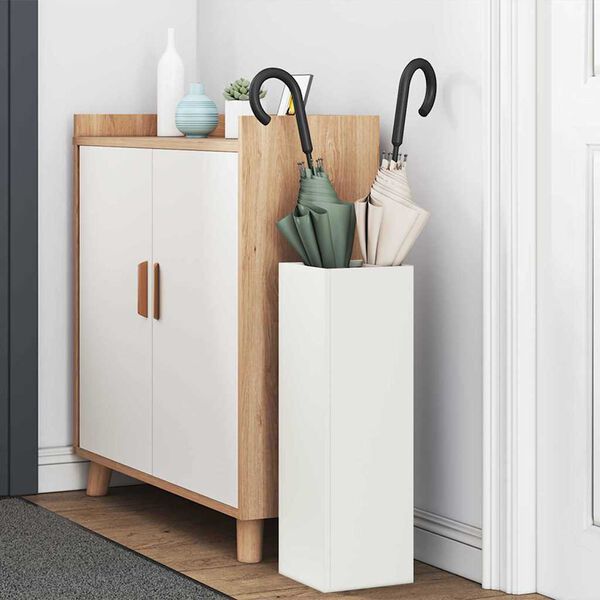 vidaXL Suport pentru umbrele Alb 15,5 x 15,5 x 49 cm Metal