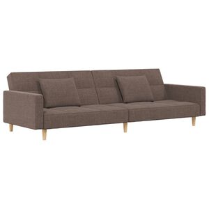 vidaXL Canapea extensibilă cu 2 locuri, 2 perne, gri taupe, textil