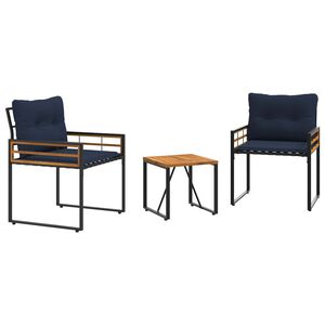 vidaXL Set de Mobilier pentru Exterior cu pernă 3 pcs Bleumarin