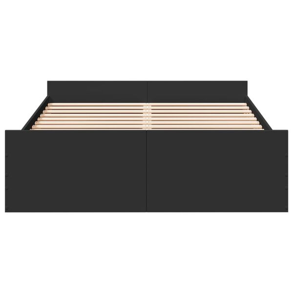 vidaXL Cadru de pat cu sertare, negru, 140x190 cm, lemn prelucrat
