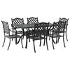 vidaXL Set de masă pentru grădină 7 pcs Negru Aluminiu
