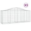vidaXL Coșuri gabion arcuite 3 buc, 200x50x80/100 cm, fier galvanizat