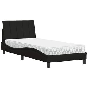 vidaXL Pat cu saltea, Hanko, negru, 80x200 cm, textil