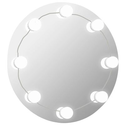 vidaXL Oglindă de perete cu lumini LED, sticlă, rotundă