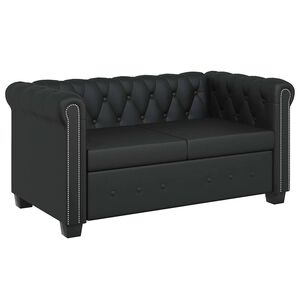 vidaXL Canapea Chesterfield cu 2 locuri, piele artificială, negru