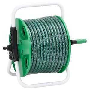 vidaXL Tambur furtun autonom verde set racorduri furtun 0,75" 20 m PVC
