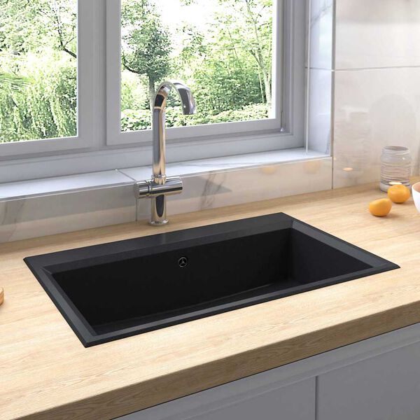 vidaXL Chiuvetă de bucătărie Negru 79 x 50 x 31 cm Quartz și rășină