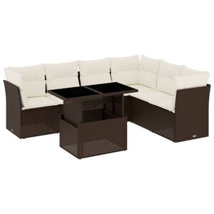 vidaXL Set canapele de grădină cu perne, 7 piese, maro, poliratan