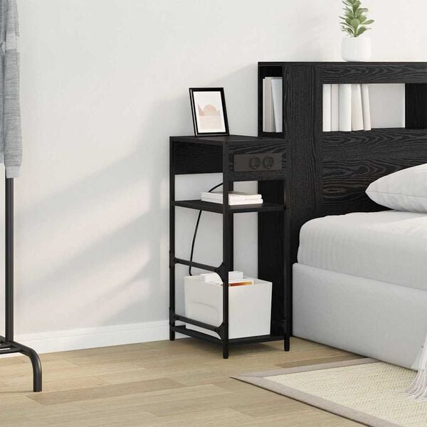 vidaXL Dulap de noapte Stejar Negru 40 x 27 x 76 cm Lemn compozit