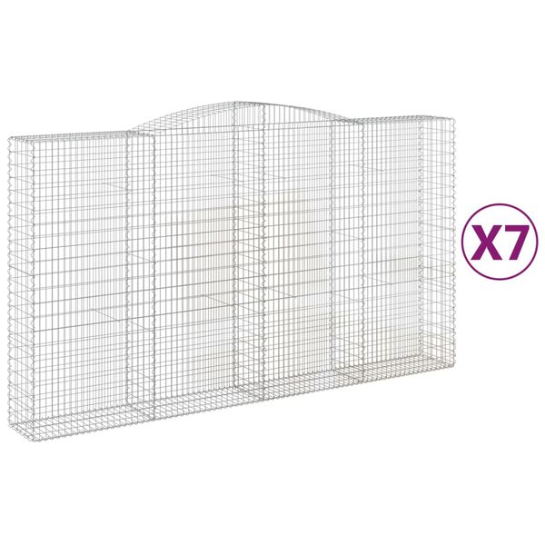 vidaXL Coșuri gabion arcuite, 7 buc, 400x50x220/240cm, fier galvanizat