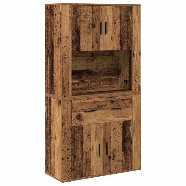 vidaXL Highboard cu sertar Lemn vechi 80 x 33 x 150 cm Lemn compozit
