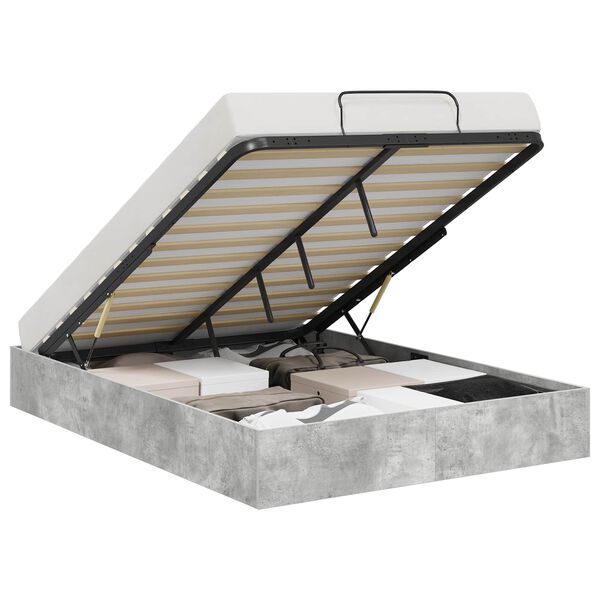 vidaXL Cadru de pat otoman Gri din beton 140 x 200 cm Lemn compozit