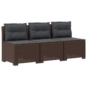vidaXL Sofa de grădină cu 3 locuri, cu perne, aspect de rattan PP Maro