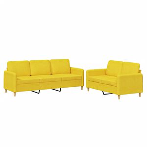 vidaXL Set de canapele cu perne, 2 piese, galben deschis, textil