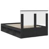 vidaXL Cadru de pat cu headboard Negru 135 x 190 cm Lemn de pin masiv