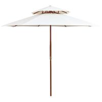 vidaXL Umbrelă de soare dublă, 270x270 cm, stâlp de lemn, alb crem