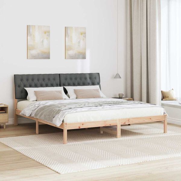 vidaXL Cadru de pat cu tăblie tapițată cu headboard Maro 180 x 200 cm